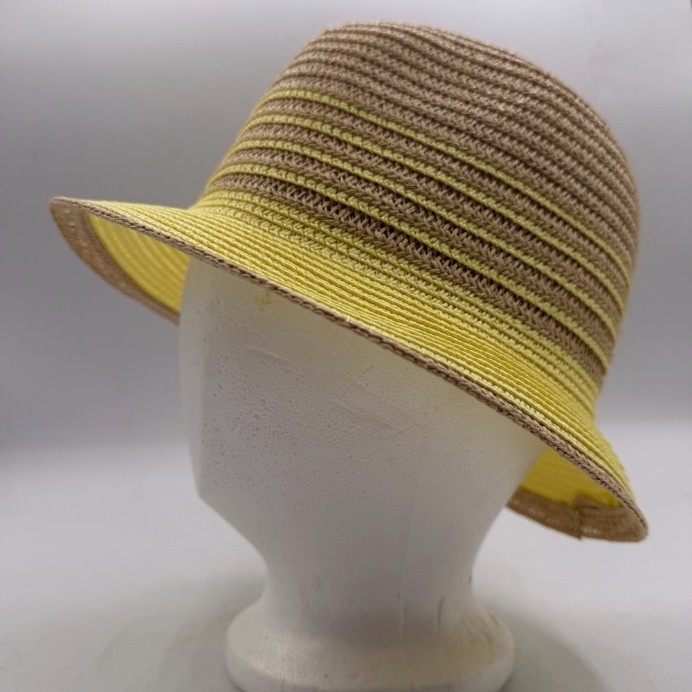 Joe Boxer Tan and Yellow Woven Sun Hat – One Size (Approx. 58 cm)